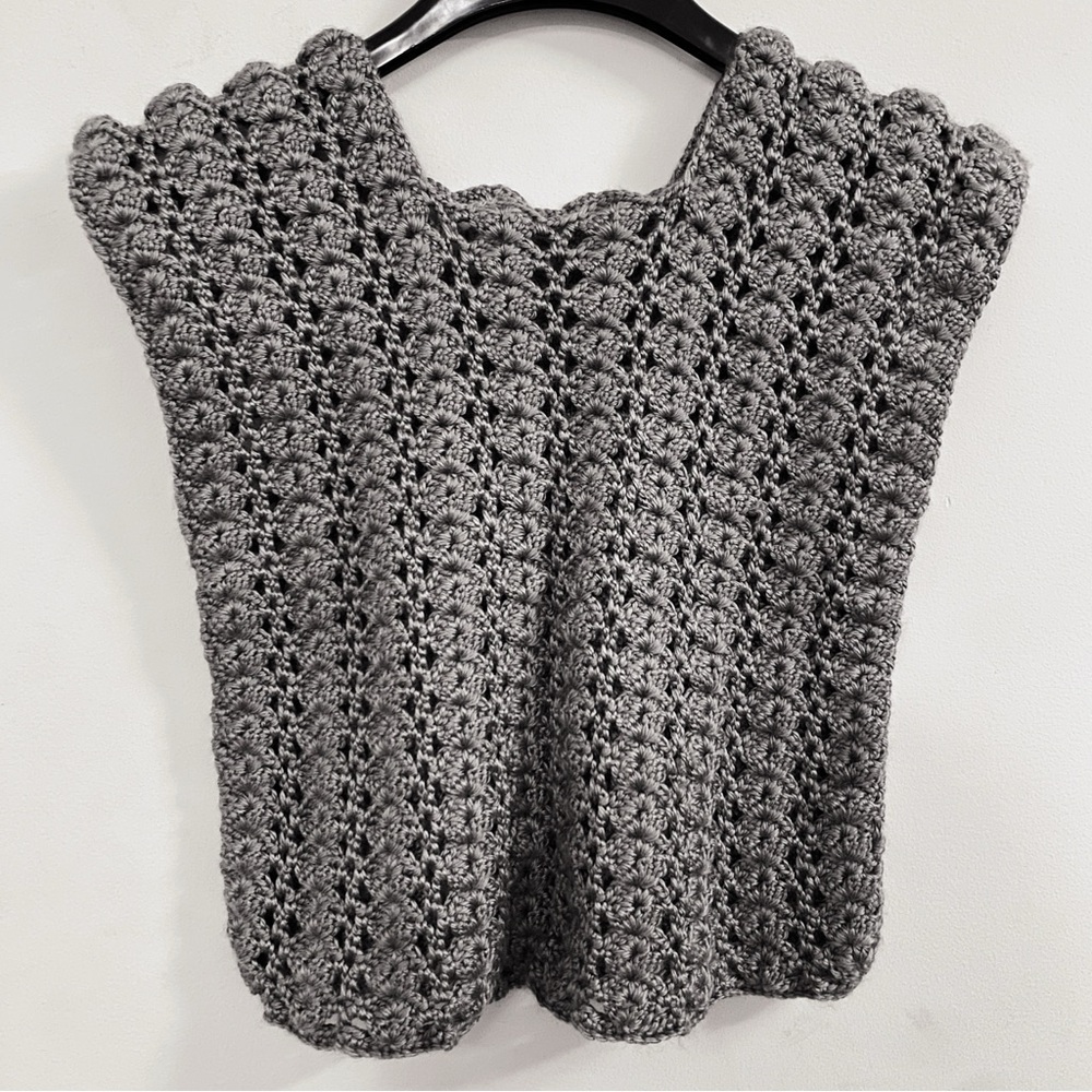 Hand Knit Crochet Grey Tank Top Small Local Artisan USA Made